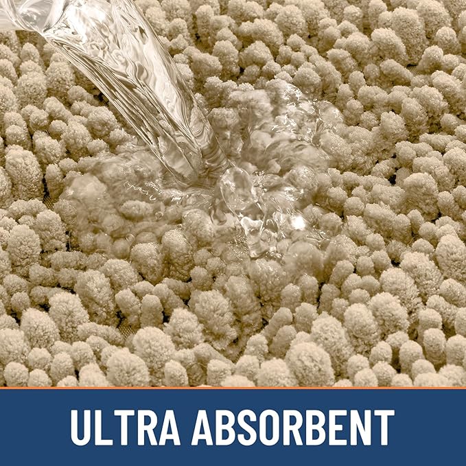 Smiry Bathroom Rugs Mat 50x30, Extra Soft Absorbent Chenille Bath Rugs, Non Slip Rubber Backing Machine Washable Quick Dry Bath Mats for Bathroom Floor, Tub, Shower, Home Decor Accessories, Beige