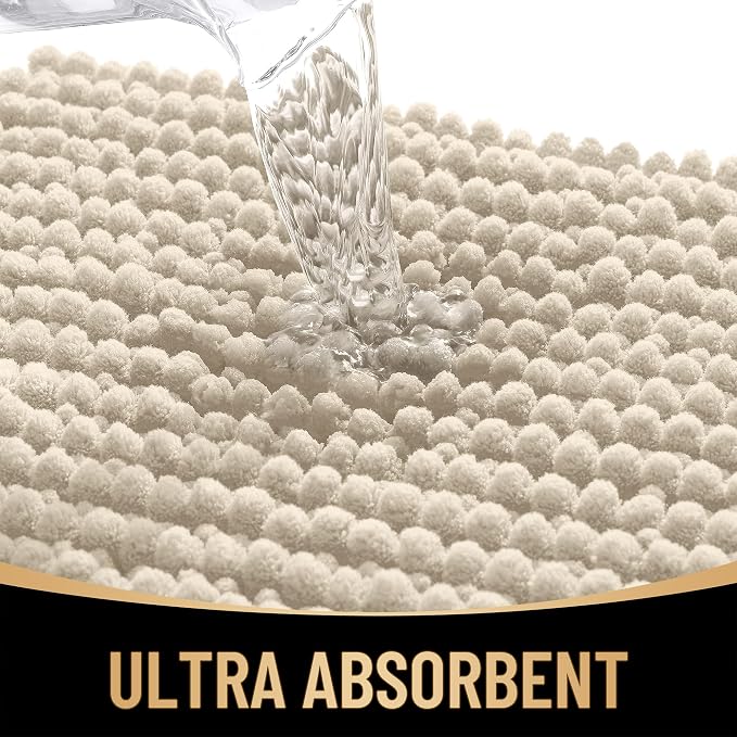 OLANLY Thick Bathroom Runner Rugs 59x20, Extra Soft Absorbent Chenille Bath Rugs, Rubber Backing, Machine Wash Dry, Long Bath Mats for Bathroom Floor, Tub and Shower, Home Decor Accessories, Sand