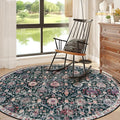Lahome Moroccan Trellis Washable Round Area Rug, Soft Round Rugs 6ft Ultra-Thin Non-Slip, Vintage Large Circle Carpet for Bedroom Living Room Kitchen Nursery Elise, Black/Multi