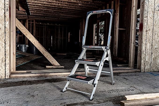 Little Giant Ladder Systems 10310BA Safety Step Stepladder with Handrail, 3-Step