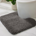 ILANGO Dark Gray Toilet Rugs U Shaped 22" × 24" Non Slip & Super Absorbent Extra Thick Soft, Washable Bath Mats for Bathroom Floor, Microfiber Plush Shaggy Contour Bath Rugs for Toilet,Dry Quick