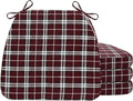 AAAAAcessories D-Shaped Chair Cushions, 2" Thick Dining Chair Pads with Ties and Removable, Machine-Washable Cover, 17" x 16", Set of 4, Red Checkered