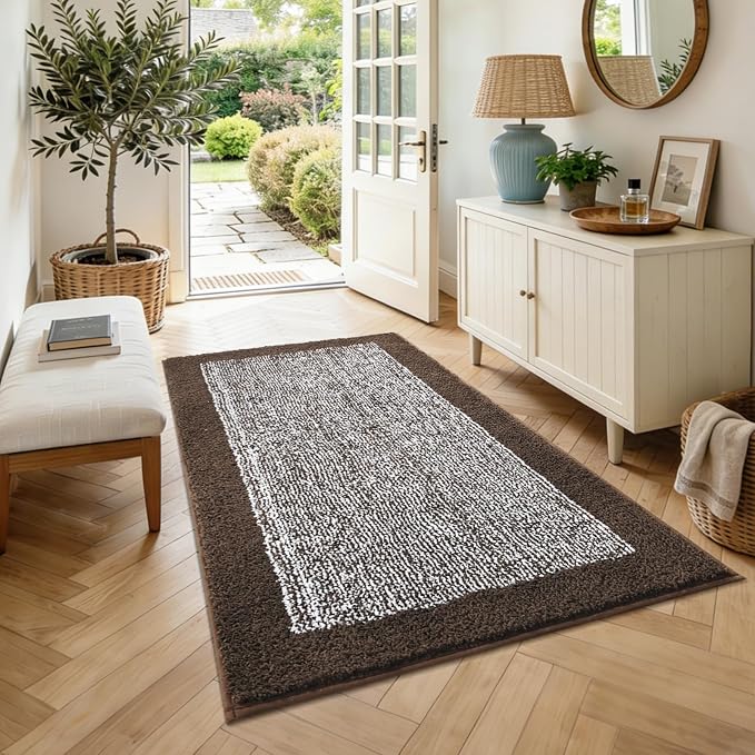 48x32 Large Bathroom Rugs Washable Non Slip, Brown Bath Mat for Bathroom Floor Tub, Soft Absorbent Quick Dry Mats for Shower, Bathtub,Home Decor