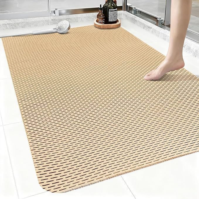 Non Slip Shower Mat: 35"x24" Extra Large Shower Mats for Inside Shower,Trimmable PVC Anti Slip Shower Stall Mats, No Odor, Quick Drying Shower Mats for Floor, Bathroom, Home, Kitchen, Hotel