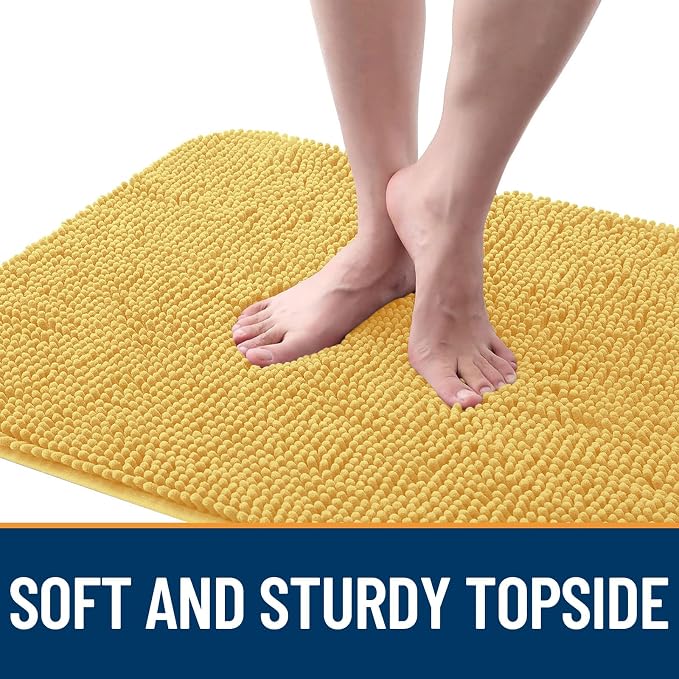 OLANLY Dog Door Mat for Muddy Paws 54x32, Absorbs Moisture and Dirt, Absorbent Non-Slip Washable Doormat, Quick Dry Chenille Mud Mat for Dogs, Entry Indoor Entryway Carpet for Inside Floor, Yellow