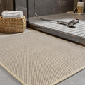 PADOOR Non-Slip Bath-Mats, Rubber-Backing Braided Absorbent Bathroom Mat Machine Washable Thin Bathroom Rugs Fit Under Door Quick Dry Bath Rugs for Floor, 17''x24'' Light Beige