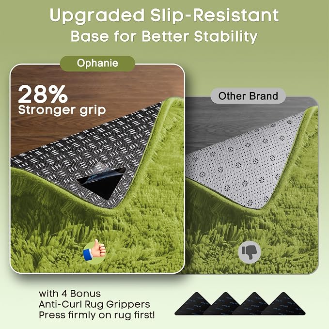 Ophanie Small Rug Washable Non Slip Throw Bedside Area Rugs, Fluffy Soft Green Mini Bedroom Carpet, Affordable Door Entryway Indoor Inside Front Entrance Dog 2x3 Mat, Home Decor Aesthetic, Nursery