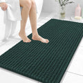 OLANLY Long Bathroom Rugs Runner 47x24, Thick Soft and Absorbent Chenille Bath Mat, Non-Slip, Machine Washable Quick Dry Bath Rugs for Tub Shower Floor, Home Decor Accessories, Blackish Green