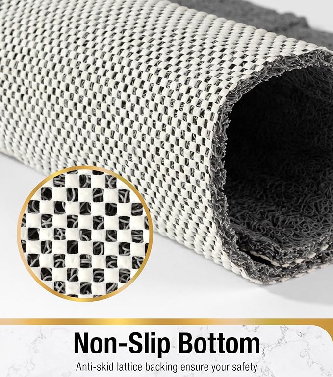 HITSLAM Square Shower Stall Mat, 27 x 27 Inch Non Slip Bath Mat for Tub, Soft PVC Loofah Bathtub Mats, Quick Drying Bathroom Shower Mat Anti Slip, Soft on Feet, Grey