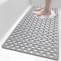 XIYUNTE Shower Mat Non Slip Bath Mat for Tub - 35" x 16" Soft TPE Bathtub Mat Non Slip Shower Mats for Inside Shower, Anti Slip Shower Mat with Suction Cups, Quick-Drying Bath Tub Mat, Grey