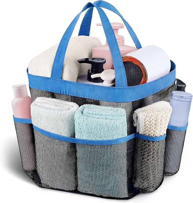 Attmu Mesh Shower Caddy Portable, Quick Dry Hanging Shower Tote Bag for College Dorm Room Essentials, Large Capacity Shower Caddy Dorm for Bathroom Gym Swimming