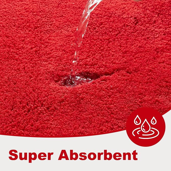 TYUU Red Bathroom Rugs, Ultra Soft Bath Rugs Non Slip Washable, Super Absorbent Quick Dry Bath Mat with Rubber Backing for Bathroom Floor, Shower, or Sink, Red 24" x 48"