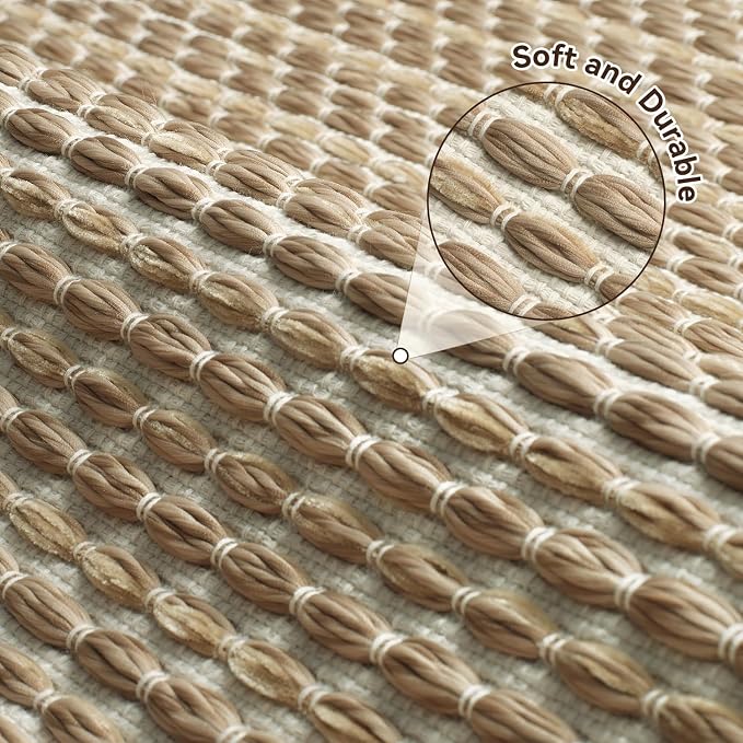 AMOAMI Unique Woven Bath Mat, Super Absorbent Non Slip Bath Mat, 18" x 30", Brown