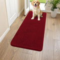 Smiry Dog Door Mat for Muddy Paws 47x24, Absorbent Dirt Trapper, Non-Slip Washable Chenille Entryway Rug for Inside Floor, Red, Classic Solid