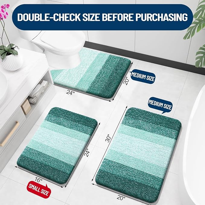OLANLY Large Bathroom Rugs Mat 54x24, Extra Soft Absorbent Microfiber Bath Rugs, Rubber Backing, Quick Dry, Washable Bath Mat for Bathroom Floor, Tub and Shower, Home Decor Accessories, Blackish Green