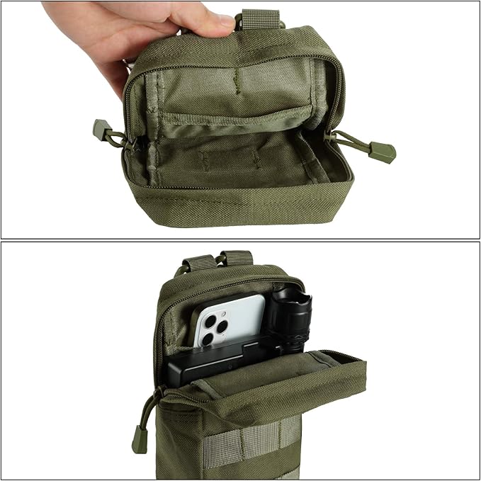 FRTKK 2 Pack Molle Pouches - Tactical Compact Water-Resistant EDC Pouch Bag Small Utility Pouch