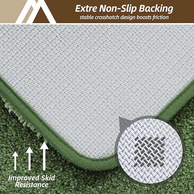 COSY HOMEER Toilet Rugs U-Shaped 24"x20",Soft Absorbent Bath Mat with Non-Slip TPR Backing, Machine Washable Shaggy Bath Rug for Toilet,Green