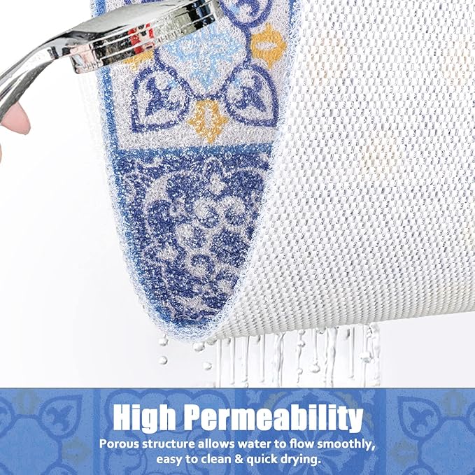 Bathtub Mat Shower Mat Non-Slip 16x 39 Inch, Soft Comfort Bath Mat with Drainage Holes, PVC Loofah Massage Bathmat for Shower, Tub, Bathroom, Wet Areas, Quick Drying