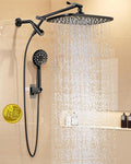 Veken 11.8" Rain Shower Head with Handheld, High Pressure Handheld Shower Heads with Multi Spray Modes, Rainfall Combo with 15" Metal Extension Arm,Detachable Dual Shower, Long 6 ft. Hose,Matte Black