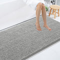 Smiry Luxury Chenille Bathroom Rugs 59x35, Extra Soft and Absorbent Shaggy Bath Mat, Machine Washable, Non-Slip Plush Carpet Runner for Tub, Shower, and Floor, Home Decor Accessories, Light Grey