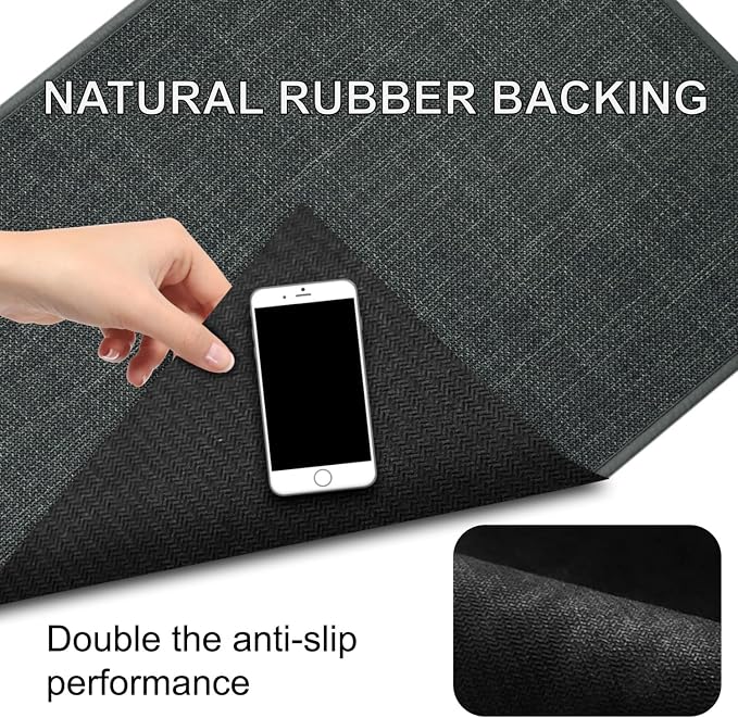 Maximum Non-Slip Indoor Door Mat, Long-Lasting, Soft & True Color with Rubber Backing, Washable & Stain-Resistant Entryway Mats with Powerful Dirt Trapper for Various Entrance, 17''x29'', Gray