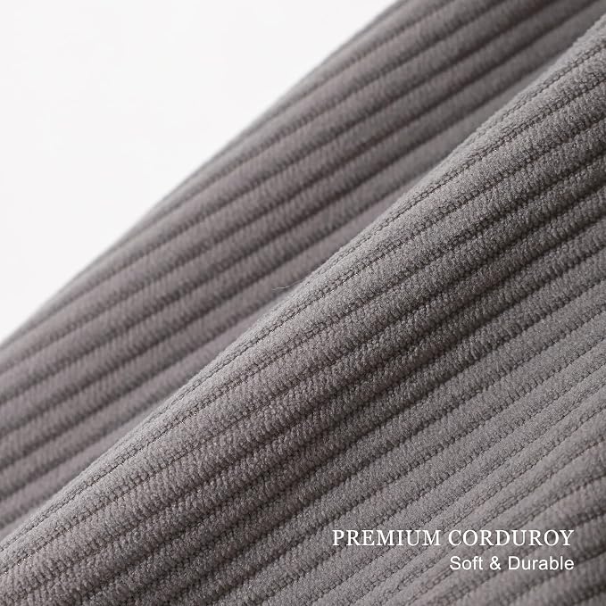 Pat. Pend. Corduroy Lumbar Support Pillow for Watching TV, Reading & Gaming, Triangle Cushion for Sofa, Armchair, Couch or Bed, Removable Washable Cover, Light Gray