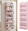 HOMELUX THEORY UPGRADED 6 Tiers Over The Door Organizer Hanging - 100D EXTRA THICK & 50lbs HUGE CAPACITY, 12 Side Mesh Pockets Over The Door Shoe Organizer, Hanging Closet Organizer (Baby Pink, 1pc)