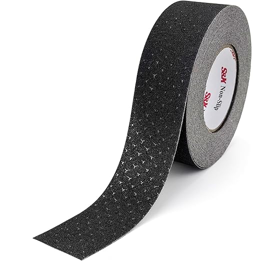 S&X Patterned Anti Slip Tape – 2 Inch x 60 Ft, Black Non Slip Grip Tape with Decorative Grit Surface for Stairs, Floors, and Ramps – Waterproof, Heavy Duty
