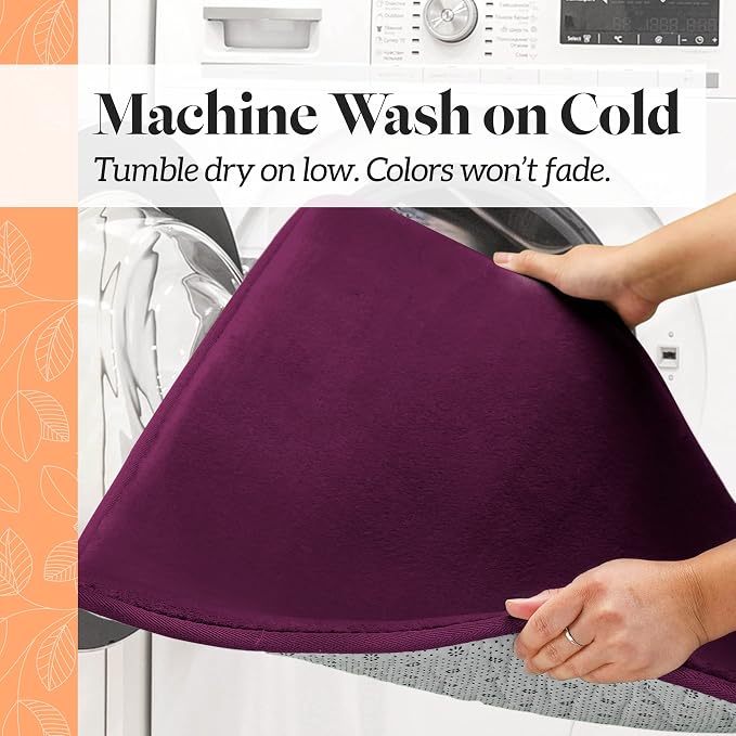 Memory Foam Bath Mat Non Slip Absorbent Super Cozy Velvet Bathroom Rug Carpet (72 inches X 24 inches, Eggplant)