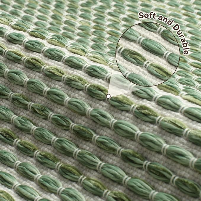 AMOAMI Unique Woven Bathroom Runner Rug, Super Absorbent Non Slip Bath Mats for Bathroom Textured Bathroom Mat Quick Dry Boho Rugs Runners for Hallyways Kitchen Bedroom Beside Tub, 2' x 4', Sage