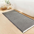 Waffle Bath Mat - Boho Bathroom Rugs Non Slip Washable, Super Absorbent & Quick Dry, Soft Bath Mat Farmhouse Bathroom Decor, 24'' x 48'', Dark Grey and White
