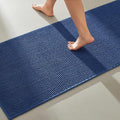 TYUU Bathroom Runner Rugs, Long Bath Mat Runner Washable Thin Quick Dry Low Pile Bathroom Runner Rugs Non Slip, Navy Blue 24"x70"