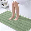 OLANLY Thick Large Bathroom Rugs 45x27, Extra Soft Absorbent Chenille Striped Bath Rugs, Rubber Backing, Machine Wash, Bath Mats for Bathroom Floor, Tub and Shower, Home Decor Accessories, Sage Green