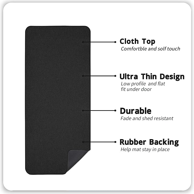 Bosap Bath Mat,Ultra Thin Bathroom Runner Rugs,Large Bath Mats for Bathroom,Quick Dry,Non-Slip,Machine Washable,Low Pile,Bath Rug,Shower Outside,Sink,Home Decor Accessories.Black,3'x5'(36x60inch)