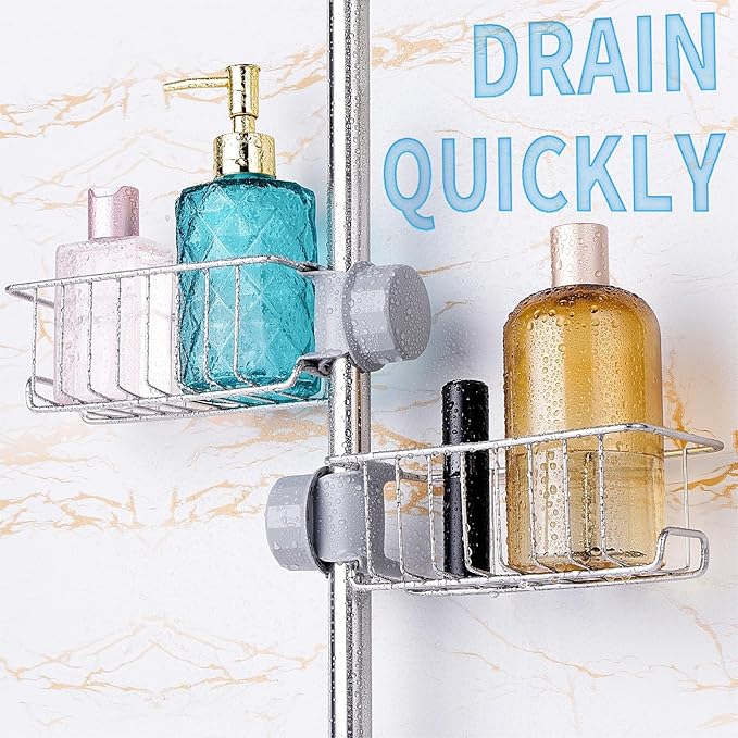 Clawfoot Tub Shower Caddy(Shower Rod Not Included),Clawfoot Tub Accessories,Tub Caddy,SUS304 Stainless Steel Shower Shelves,Clawfoot Tub Soap Caddy(Silver)