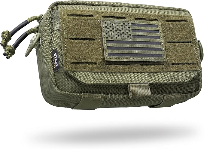 WYNEX Tactical Molle Admin Pouch,Tactical EDC Bag Utility Laser Cut EDC Tool Pouch Bag Annexes with American Flag