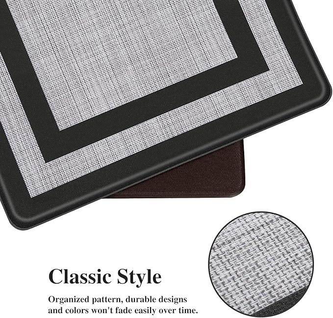 Mattitude Kitchen Mats Set of 2 Cushioned Rugs Anti-Fatigue Mats for Kitchen Floor,Waterproof Non-Slip Mats and Rugs Set for Office,Floor,Laundry 17.3"×29"+17.3"×59",Black