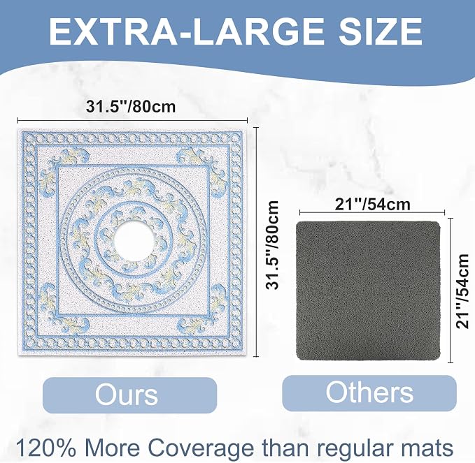 Square Shower Mat Non Slip: 32x32 Inch Extra Large Shower Mats with Drain Hole in Middle -Anti Slip Shower Mats for Inside Shower -Loofah Shower Floor Mat Bath Mat for Shower Stall Bathtub Elderly