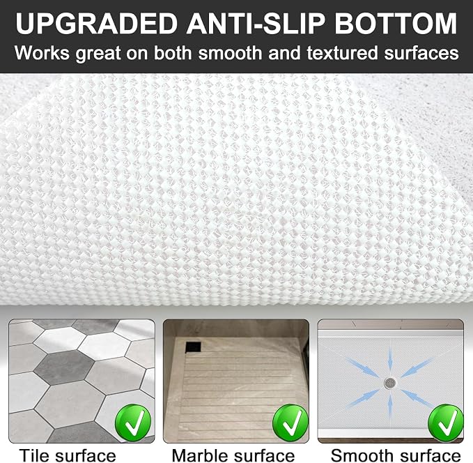Extra Large Square Shower Mat for Inside Shower, 32 x 32 Inch Shower Floor Mat with Center Drain Hole, Designed for Walk-in Showers, Non-Slip Loofah Mat with Wide Coverage for Stable Standing