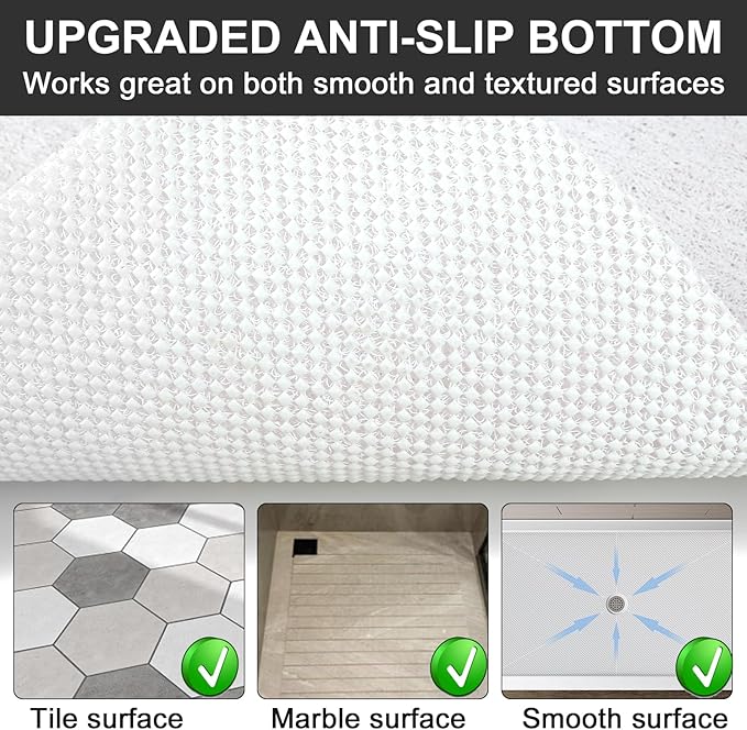 Extra Large Square Shower Mat for Inside Shower, 27 x 27 Inch Shower Floor Mat with Center Drain Hole, Designed for Walk-in Showers, Non-Slip Loofah Mat with Wide Coverage for Stable Standing