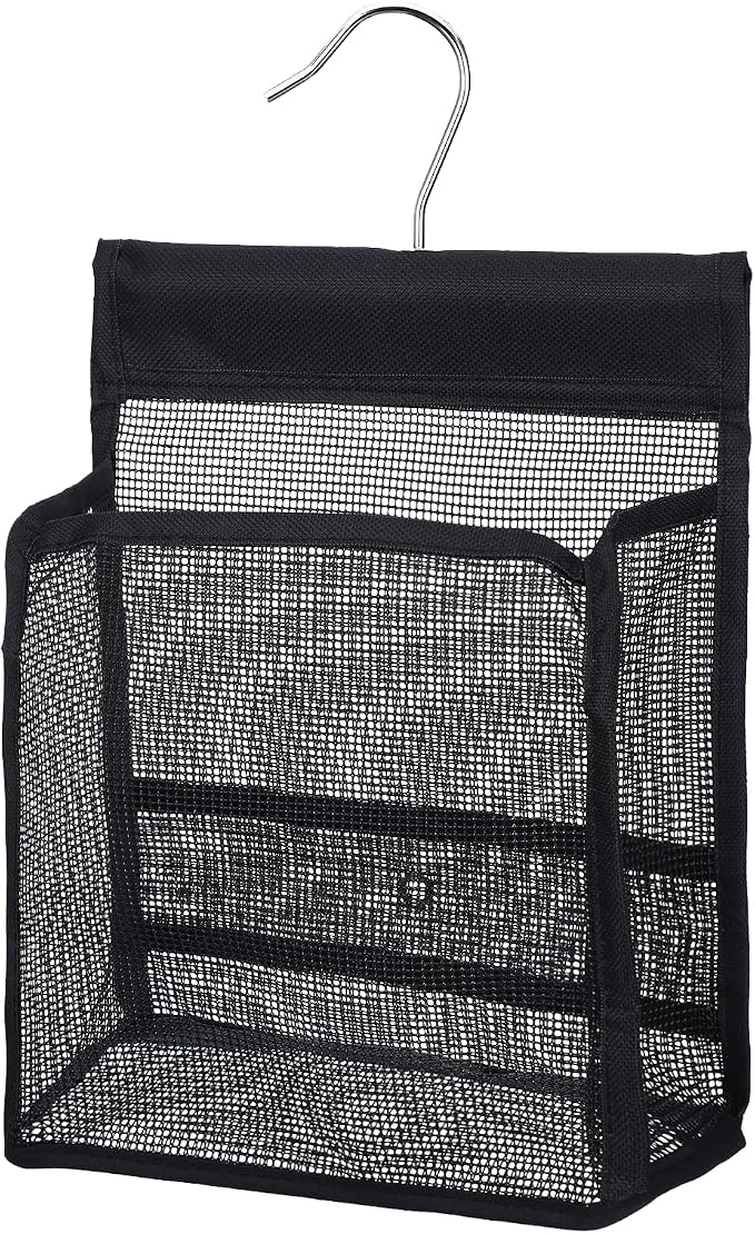 Shower Caddy Hanging, Mesh Shower Caddy, PVC Bathroom Storage Bag for College Dorm, Gym, Swimming, RV and Travel, Black