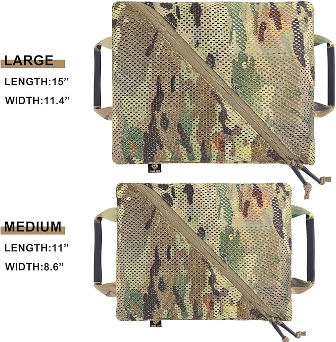 PETAC GEAR Tactical Storage Mesh Pouch Set,Insert Modular Utility Admin Pockets,Travel Organizer EDC Bag