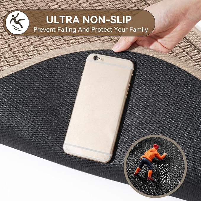 YDKGL Bathroom Rugs Mat 24x35, Non Slip Ultra Thin Bath Mat Quick Dry Absorbent Washable Half Round Bath Mats for Bathroom Floor Rubber Backed Fit Under Door, Brown
