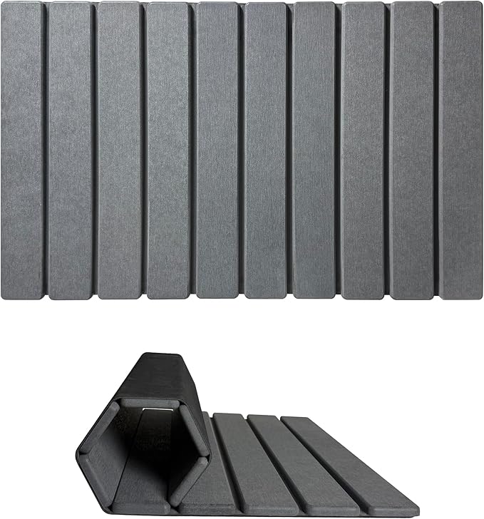 Foldable Stone Bath Mat, Quick Drying Diatomaceous Earth Shower Mat with Non-Slip Rubber Backing, 23.6 x 15.4 inch, Super Absorbent Stone Mat for Bathroom Floor, Easy to Clean