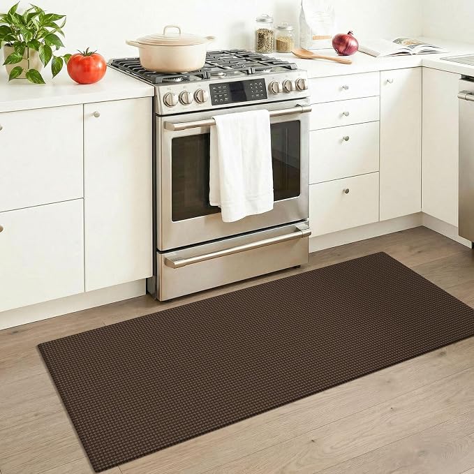KOZYFLY Runners for Hallways 2x5 ft Washable Kitchen Runner Non Slip Rubber Backed Hall Runners Cotton Entryway Runner Rugs Floor Carpet for Indoor Backdoor Bedroom Kitchen, Brown/Dark Brown