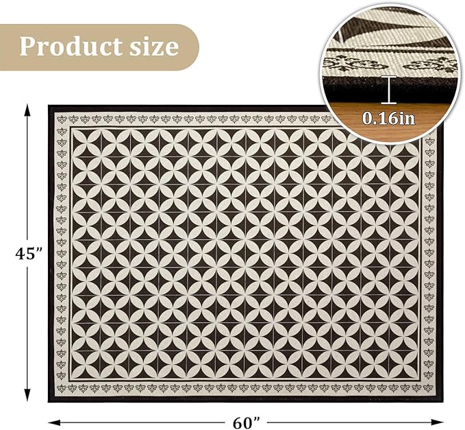 Office Chair Mat for Hardwood Floor, 60"x45" Easy Glide Computer Desk Mat Protector for Rolling Chair Under Desk Rug Nonslip Backing, Machine Wash, (Modern)
