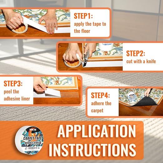 YONGJIN Double Sided Carpet Tape - Heavy Duty Rug Tape Gripper for Hardwood Floors No Damage, Secures Area Rugs, Laminate & Tile (2 Inch x 30 Yards)