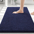 Smiry Luxury Chenille Bathroom Rugs 30x20, Extra Soft and Absorbent Shaggy Bath Mat, Machine Washable, Non-Slip Plush Carpet Runner for Tub, Shower, and Floor, Home Decor Accessories, Navy Blue