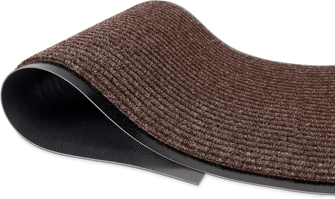 MaxMat® Heavy Duty Rubber Door Mat - Large Commercial, Waterproof, Low-Profile, Easy to Clean Floor Mat (4 x 8 Feet, Brown, MXM-RIB0048BR)