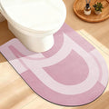 ACCUMTEK Non Slip Bath Mat, Thin Bathroom Rugs Fit Under Door, Quick Dry Bath Mats, Machine Washable Bath Rugs for Bathroom, Bathtub & Kitchen, Pink/Bordered/U-Shaped 24"x20"